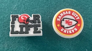 Kansas City Chiefs NFL Crocs Charms (Set of 2) KC Chiefs & For Life. Brand New! - Picture 1 of 2