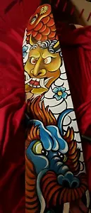 TATUAJE Cuero Correa para Guitarra Asiática Oni Máscara Dragón Koi Ajustable 3.5 in Ancho - Imagen 1 de 1