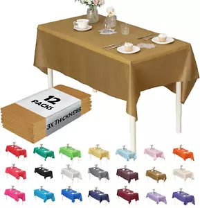 (12-Pack Heavy Duty Plastic Table Covers Tablecloth (Reusable) (Rectangle 54" X - Picture 1 of 6