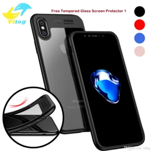 iPhone X Clear TPU,PC Shockproof cover Case free Tempered Glass Screen Protector - Picture 1 of 12