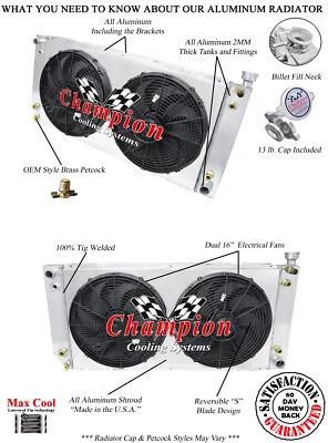 SR Champion 3 Row Radiator,16" Fans,Shroud-1995-2000 Chevrolet Tahoe V8 Engine - Image 1 of 4