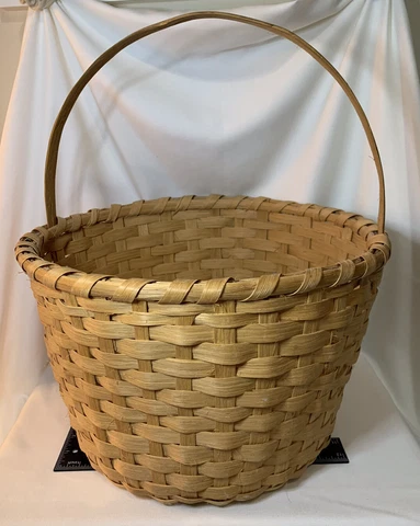 Vintage Large Woven Splint Basket with Handle Gathering Market Cover