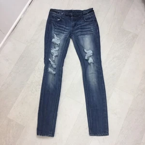 Almost Famous Womens Jeans Size 5 Skinny Destroyed Distressed Sequin Denim Jr - Picture 1 of 9
