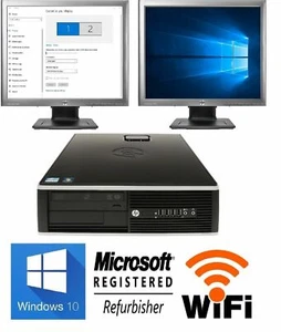 Dell or hp Desktop PC Computer 4GB RAM Windows 10 Dual 19-in Monitor Dual Core  - Picture 1 of 11