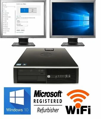 Dell or hp Desktop PC Computer 4GB RAM Windows 10 Dual 19-in Monitor Dual Core  - Image 1 of 4