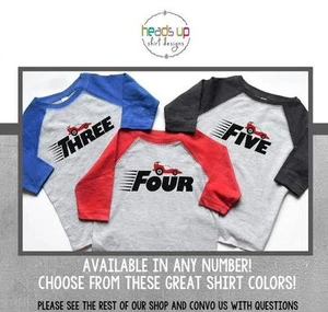 Camisa de cumpleaños de coche de carreras 3,4,5 niño/niña - tres/cuatro/cinco cumpleaños carrera Raglan - Imagen 1 de 2