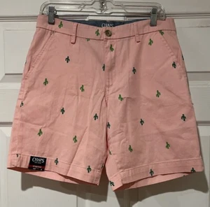 Chaps Sz 32x9 Coastland Wash Pink Chino Flat Front Stretch Shorts Retro Cactus - Picture 1 of 8