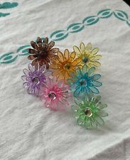 Vintage 90s Y2K Colorful Lot Fashion Jewelry Daisy Flower Retro Adjustable Rings