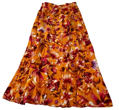 H&M трапециевидная юбка двойной разрез оранжевый цветочный длинная юбка размер маленький - Изображение 1 из 4