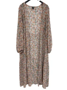 Wild Fable Floral Open Front Kimono Cardigan Womens 3X/4X Tiered Pink Multi Boho - Picture 1 of 8