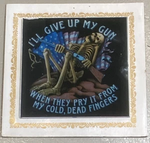 6x6 Vintage Mirror Carnival Glass gun political keep & bare arms 2nd amendment - Picture 1 of 1