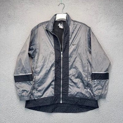 Chaqueta cortavientos Nike para mujer pequeña gris forrada con cremallera completa vintage retro años 90 Y2K Foto 1 de 4