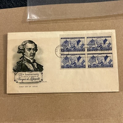 1952 FDC  SC# 1010 Lafayette & Flags of US & France - Image 1 of 4