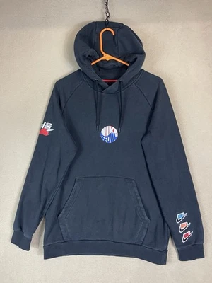 Nike Air Jordan Hoodie Mens L Black Patch Designs Pockets Pullover Sweatshirt - Image 1 of 4