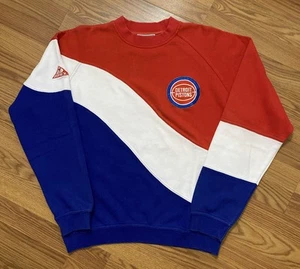Vintage 80s Detroit Pistons Apex Color Block Sweatshirt Large Basketball NBA - Picture 1 of 8
