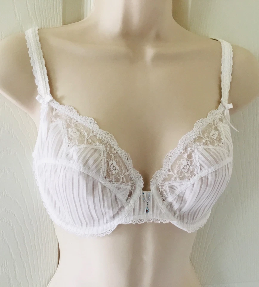 Lejaby ~ 06733 ~ Blanco ~ Sujetador con aros de encaje transparente ~ 36C ~ Nuevo sin etiquetas Foto 1 de 4