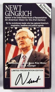 Newt Gingrich Signed VHS Tape Cover Nixon Library Exclusive JSA Authenticated - Picture 1 of 4
