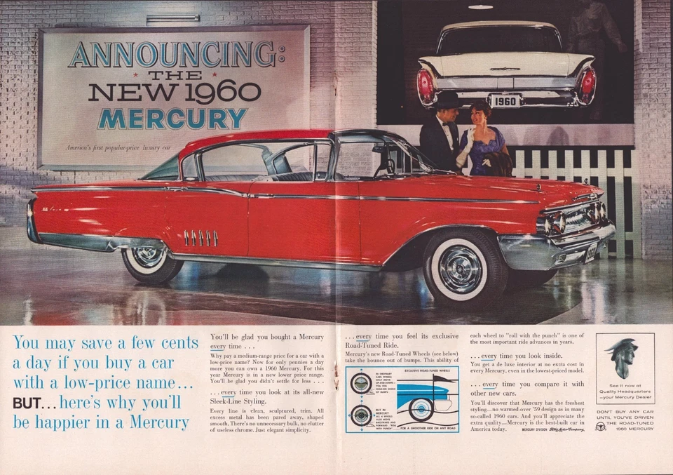 1959 Vintage Print AD - 1960 Mercury Montclair - Sleek-Line Styling - Wall Art - Image 1 of 1