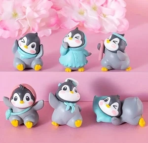 6 Pcs Penguin Miniature Decor Items Set For Home Office Living Room Decoration - Picture 1 of 3