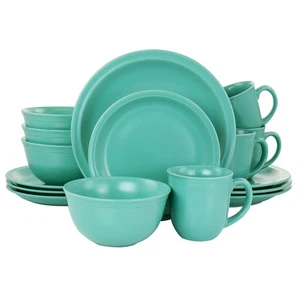 Gibson Home 16 Piece Siam Stoneware Dinnerware Set in Green - Picture 1 of 8