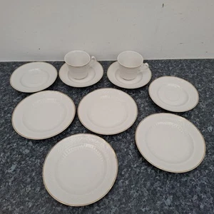Apulum Tasse & Untertasse Trio x 2 mit 2 extra Untertassen & Beilagentellern weiß & goldrand - Bild 1 von 24
