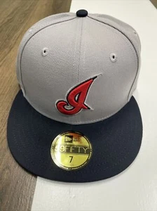 NEW Mens New Era Cleveland Indians Fitted 7 59FIFTY Gray Authentic Hat Cap NWT - Picture 1 of 11