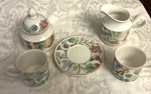 Villeroy & Boch CATALINA LARGE 7 pc Tea Set Creamer Sugar Bowl Lid Cups etc NEW! - Picture 1 of 7
