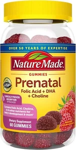 Nature Made Prenatal Gummies Folic Acid + DHA + Choline 60 Mix Berry Gummies - Picture 1 of 2