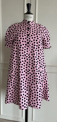 Geoffrey Beene Vintage Pink With Black Polka Dots Swing Dress, Impeccable - Image 1 of 4