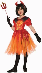 Devils Lil Flame Girls Child Devil Demon Costume Dress Horns NEW - Picture 1 of 1