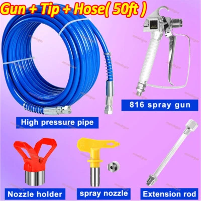 3600PSI Airless Paint Spray Gun and 517 Tip and Sprayer Hose Flexible Fiber 50Ft - Image 1 of 4