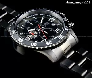 NEW Invicta Men PILOT 45mm COMBAT Stainless Steel BLACK DIAL Chronograph Watch - Picture 1 of 10