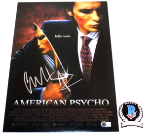 PÓSTER DE LA PELÍCULA FIRMADO POR CHRISTIAN BALE 'AMERICAN PSYCHO' 12x18 certificado de autenticidad autógrafo de beckett - Imagen 1 de 3