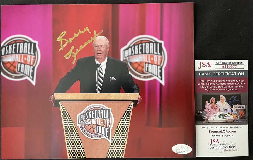 BOBBY SLICK LEONARD SIGNED AUTOGRAPHED 8X10 JSA COA ABA INDIANA PACERS - Image 1 of 1