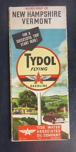 1947 New Hampshire Vermont road map Tydol Flying A oil gas - Picture 1 of 4