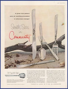Vintage 1955 COMMUNITY PLATE South Seas Silverplate Silverware 1950's Print Ad - Picture 1 of 1