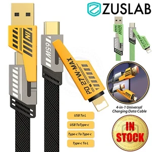 USB A Type C Light PD65W 4 in-1 Convertible Charger Cable For Samsung Apple - Picture 1 of 13