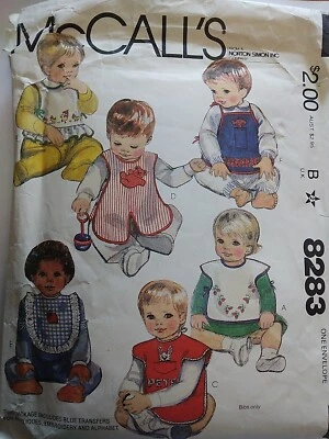 BIBS Only & Transfer McCalls 8283 Sewing Pattern Feeder Bib S M L VTG Cut - Image 1 of 4