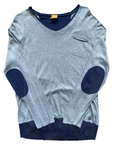 Suéter HUGO BOSS NARANJA Para Hombre Talla Grande L Gris Mezcla Seda Parches Gris Codo - Imagen 1 de 10