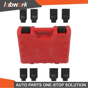 Labwork 8PCS 1/2" Drive Deep Spindle Axle Nut Impact Socket Set 29-39mm 12 Point - Picture 1 of 11