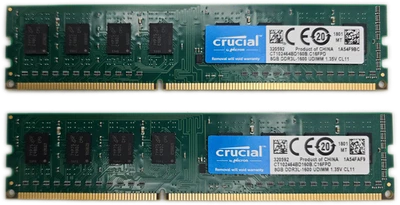 CRUCIAL 16GB 2x8GB DDR3 PC3-12800U 1600MHz DIMM RAM (2x8GB) - Image 1 of 4
