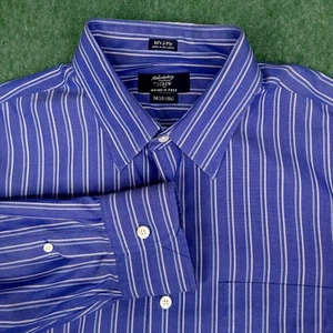 Haberdashery By J. Crew Dress Shirt Men's 15.5 Blue White Striped Cotton - Picture 1 of 12
