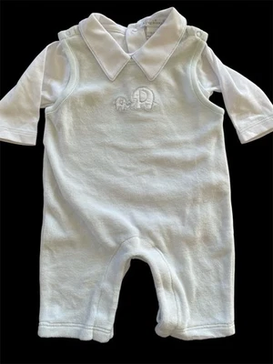 Kissy Kissy EUC Blue Velour Coverall & Pima Cotton Bodyshirt-0-3Mos - Image 1 of 4