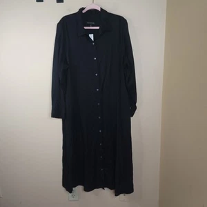 Banana Republic Long Sleeve Midi Shirtdress in Black Size XL - Picture 1 of 11