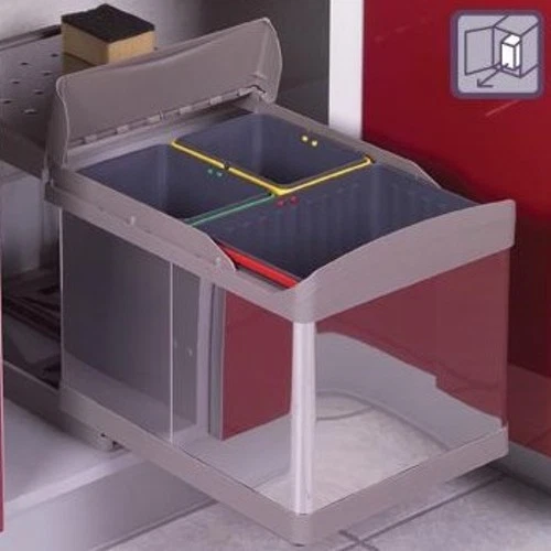 GOLLINUCCI PATTUMIERA INOX per differenziata 3 secchi(16+7.5+7.5) CON PIANO D'APPOGGIO INOX