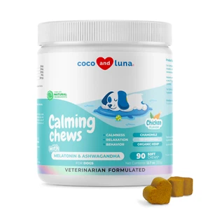 Calming Chews for Dogs - Melatonin & Ashwagandha, Anxiety Relief, Noise, Thunder - Picture 1 of 6