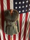 Vintage 1970’s Sax Fifth Avenue Olive Green Wool And Fur Suit