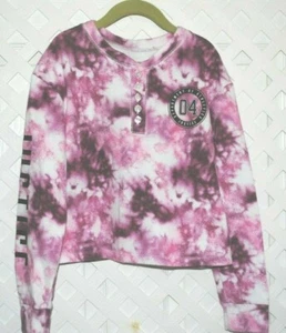 JUSTICE ACTIVE Girls Pink Tie Dye 5 button Pullover Sweatshirt Size 7 NEW - Picture 1 of 4