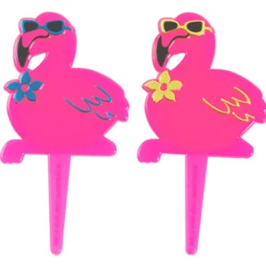 Pink Flamingos Cupcake Pick Birthday Party Florida (60 pc) - Picture 1 of 1