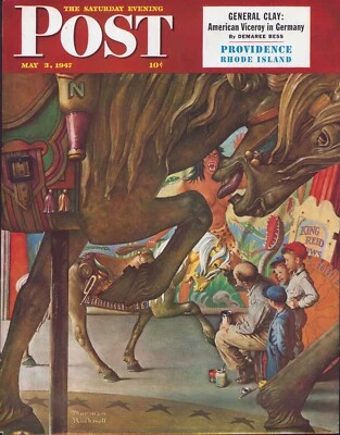 MAY 3 1947 Carnival Carousel Horse NORMAN ROCKWELL SE POST ORIG COVER ONLY #2 - Image 1 of 3